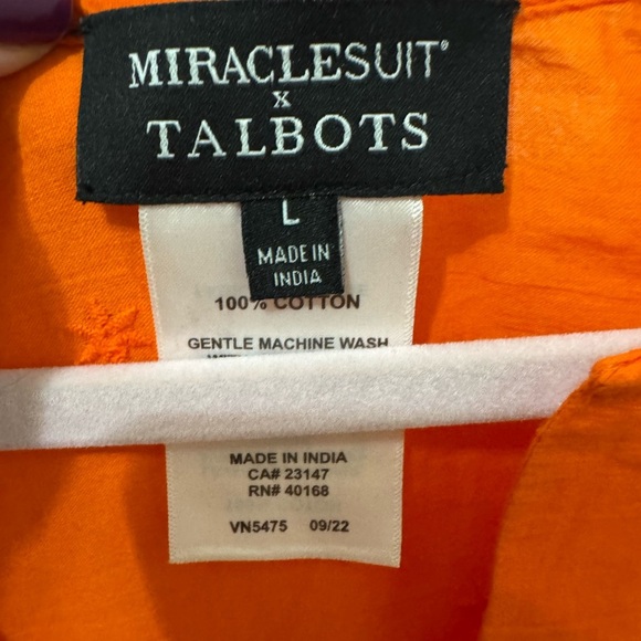Miracle Suit X Talbots  Orange Swim Coverup V-Neck Eyelet Size Large - Picture 4 of 5
